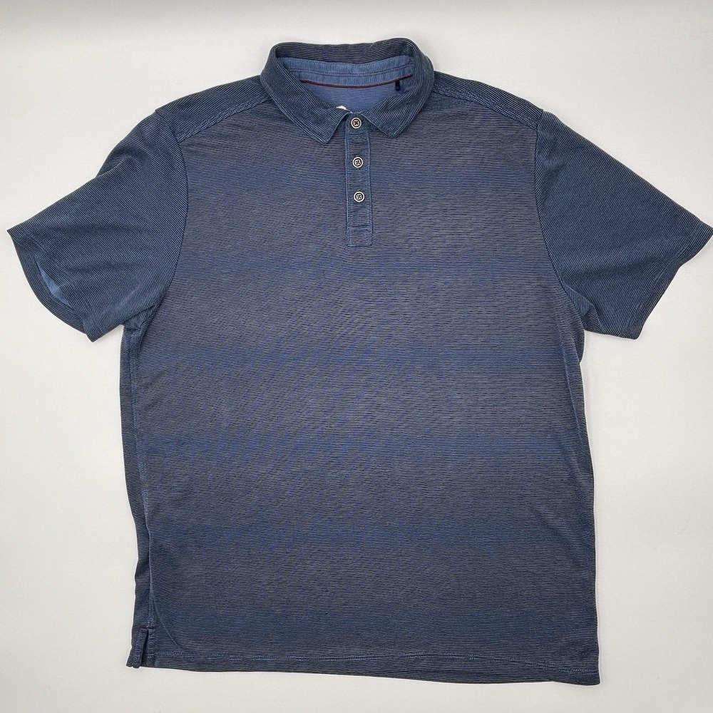 Tommy Bahama Emfielder IslandZone Polo Mens L Blue Striped